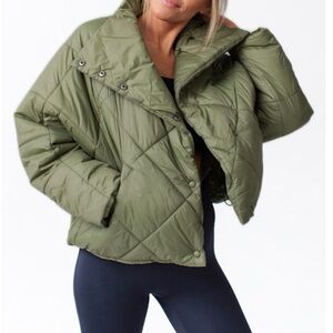 Savvi Green Quilted Jenna Puffer Dolman Coat Womens Medium